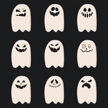 A set of cute Halloween ghosts.