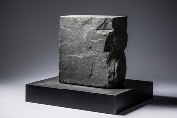Heavy gravestone built with resilient stone. Minimalist mockup for podium display or showcase. AI generation
