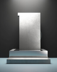 Uncomplicated galvanized steel Minimalist mockup for podium display or showcase. AI generation