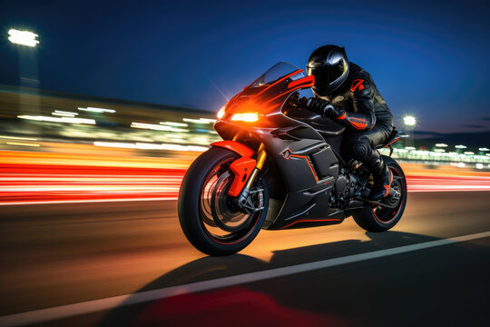 motorcycle on the road at night