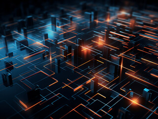 Dark digital background, combining sleek technologies, illustration, and modern wallpaper themes.