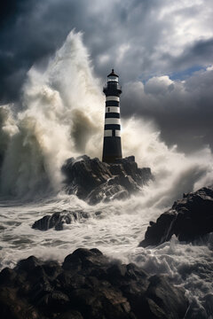 lighthouse on the coast of the sea