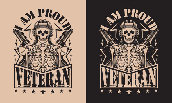 Fully editable Vector EPS 10 Outline of I am Proud Veteran T-Shirt Design an image suitable for T-shirts, Mugs, Bags, Poster Cards, and much more. The Package is 4500* 5400px