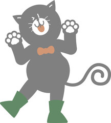 happy halloween holiday festival with cute black cat, flat png cartoon character transparent element design