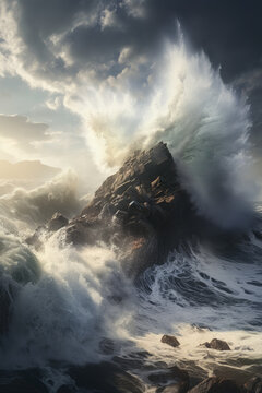 Crashing waves at the coast
