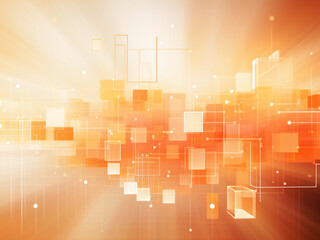 Intertwining illustration, network in orange digital background.