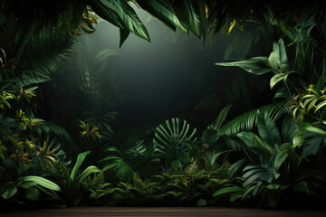 Tropical exotic leaves background. Natural template for product advertisement