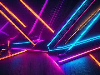 Fototapeta na wymiar cybersport abstract background Scene for advertising, technology, showcase, banner, game, sport, cosmetic, business, metaverse. Sci-Fi, pink blue glowing neon city ,Generative AI