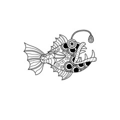Angler Fish Mandala Vector