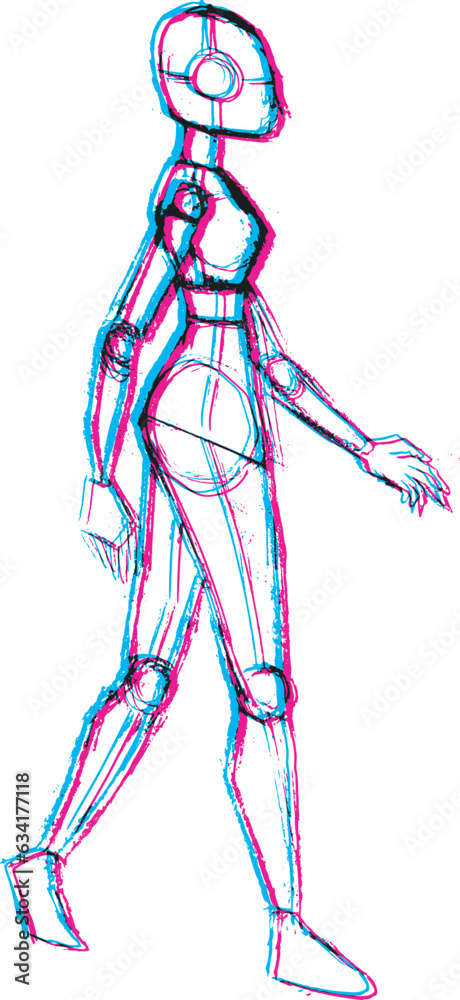 Sticker woman reference body draw