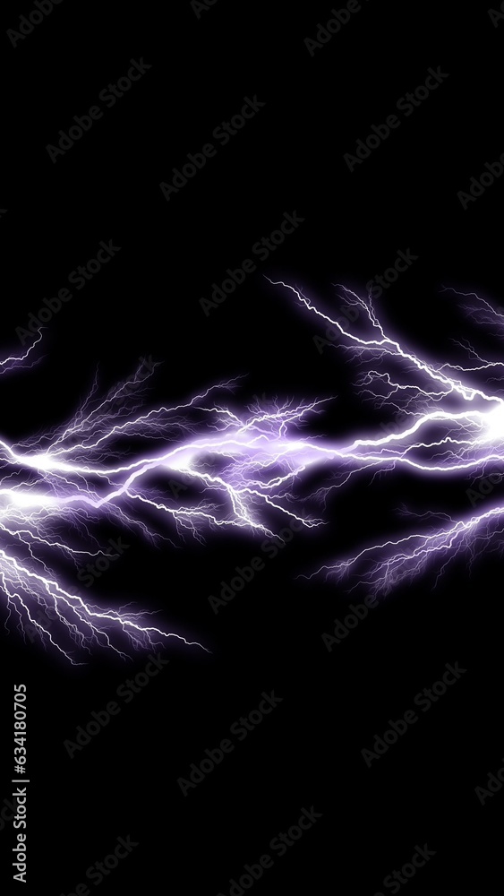 Wall mural thunder lightning bolts isolated on black background, abstract electric concept