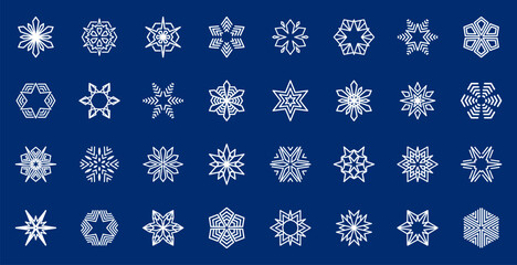 Collection of vector snowlakes. Snow icons set