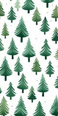 Trendy Christmas pattern made with  Christmas trees on white background. Minimal winter holiday concept.