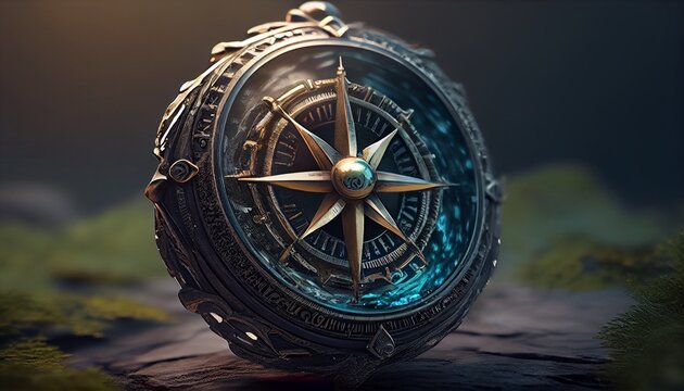 compass on a dark background. Photo in high quality