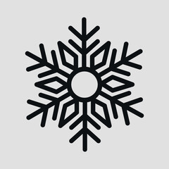 Snowflake. Black silhouette. Vector on gray background
