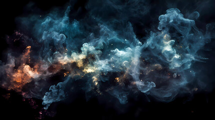 Fototapeta na wymiar Deep space, smoke, stars and galaxies. On a dark background.. Generative AI technology.