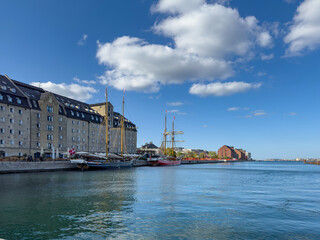 Fototapeta na wymiar Veteran boats - Walking along Copenhagen's canals on a great summer day, Denmark