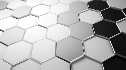Perfect black, white and grey hexagons. AI generation