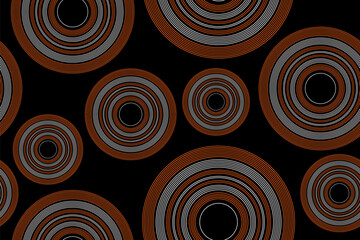 Abstract seamless wallpaper with color circles on black background. Memphis style simple art pattern.