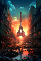 Paris Eiffel Tower sunset