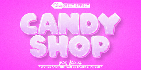 Cartoon Cute Candy Shop Vector Editable Text Effect Template