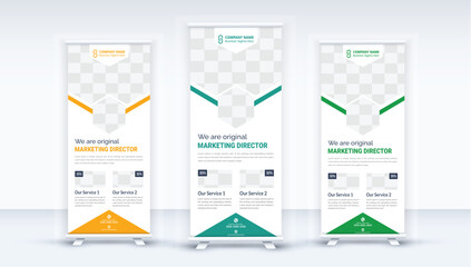 corporate colorful roll up standee banner design template.