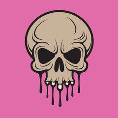 melted skull doodle illustration eps vector