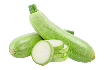 zucchini or marrow isolated on white background with  full depth of field