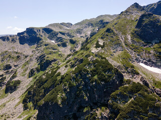 Aerial view of Rila Mountain near Malyovitsa peak, Bulgaria