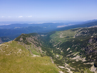 Aerial view of Rila Mountain near Malyovitsa peak, Bulgaria