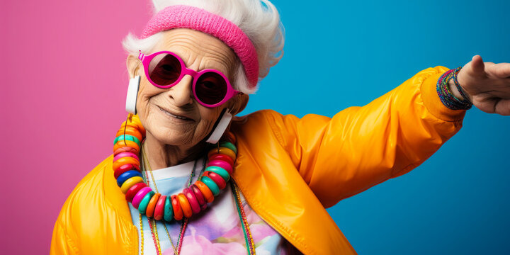 The Fashionable Grandmother: A senior woman looks glamorous in a stylish outfit, showing that age is just a number.