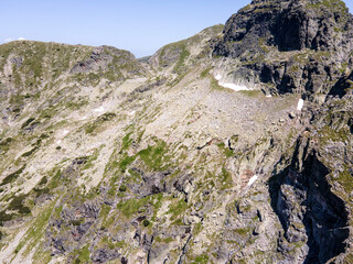Aerial view of Rila Mountain near Malyovitsa peak, Bulgaria