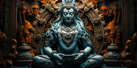 The Power of Meditation: A powerful image of a statue of Lord Shiva in yoga pose, representing the power of meditation and mindfulness.