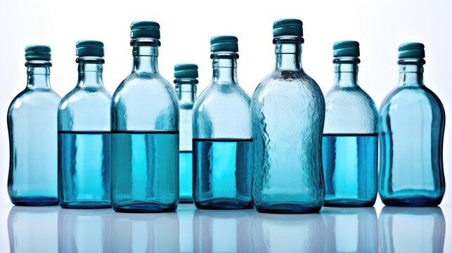 Empty glass water bottle mockup