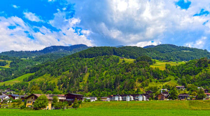 Fototapeta na wymiar Gemeinde Schiers in der Region Prättigau/Davos, im Schweizer Kanton Graubünden.