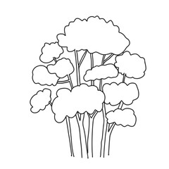 Doodle simple tree, Line art coloring page design element for teaching materials