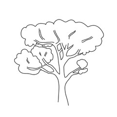 Doodle simple tree, Line art coloring page design element for teaching materials