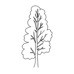 Doodle simple tree, Line art coloring page design element for teaching materials