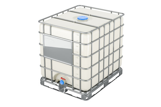 White intermediate bulk container, 3D rendering isolated on transparent background