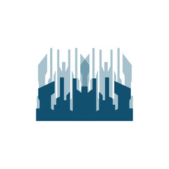 Fototapeta na wymiar Skyline Logo, Simple Modern Design of Skyscrapers, Vector Cityscape Buildings, Icon Silhouette Illustration