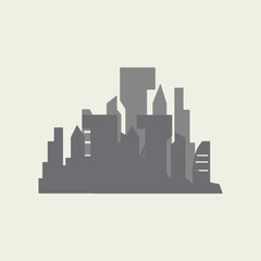 Fototapeta premium Skyline Logo, Simple Modern Design of Skyscrapers, Vector Cityscape Buildings, Icon Silhouette Illustration