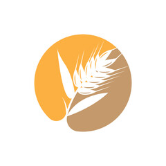 Wheat Logo, Simple Farmer Garden Design, Vector Template Silhouette Illustration