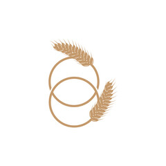 Wheat Logo, Simple Farmer Garden Design, Vector Template Silhouette Illustration