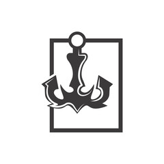 Simple Ship Anchor Logo Design, Silhouette Vector Illustration