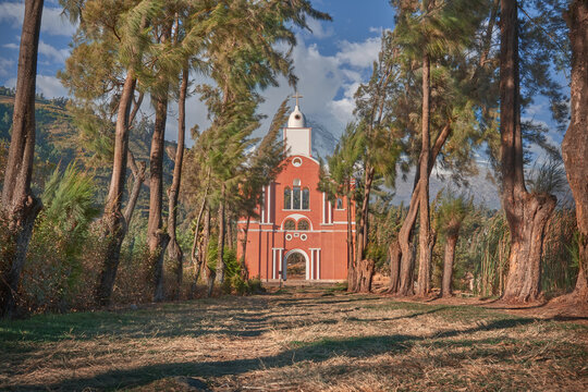 Ancient Cathedral of YUNGAY, the only vestige left after the 1970 earthquake that buried the town.