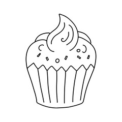 Doodle cupcake. Cute doodle coloring page element, teaching materials design element