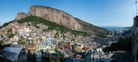 Brazil: the mountains and skyline of Rocinha, the famous favela in the southern area of ​​Rio...