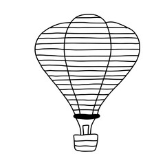 Obraz premium Hot air balloon doodle line art coloring page element. Teaching materials design element.