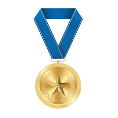 Golden award medal with star Illustration from geometric shapes
