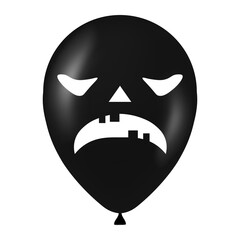 Halloween black balloon illustration with scary and funny face